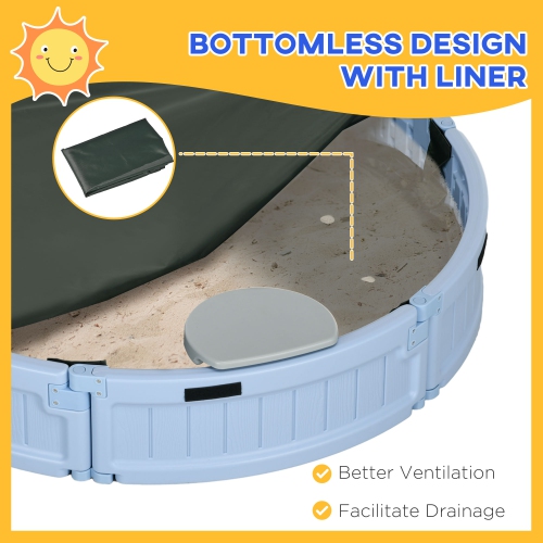Bac à sable avec couvercle pour enfants Outsunny, bac à sable extérieur avec siège en coin, assemblage facile, station de sable de jeu pour la cour,