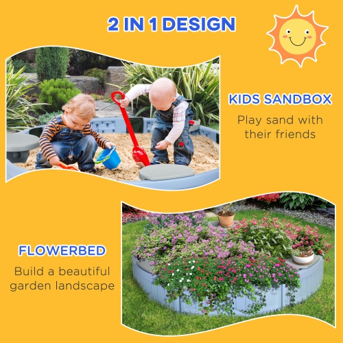 Bac à sable avec couvercle pour enfants Outsunny, bac à sable extérieur avec siège en coin, assemblage facile, station de sable de jeu pour la cour,