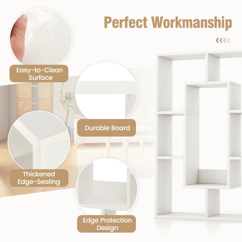 Costway 7-Cube Geometric Bookshelf with Anti-Toppling Device Modern Open Bookcase
