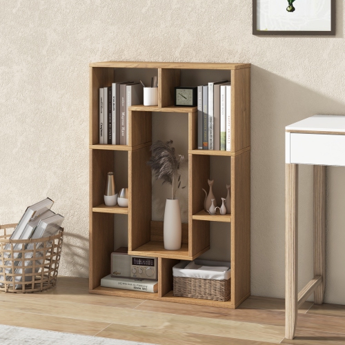 Costway 7-Cube Geometric Bookshelf with Anti-Toppling Device Modern Open Bookcase