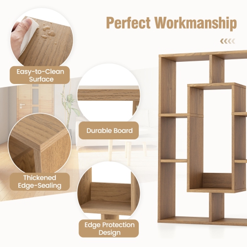 Costway 7-Cube Geometric Bookshelf with Anti-Toppling Device Modern Open Bookcase