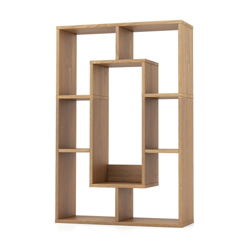Costway 7-Cube Geometric Bookshelf with Anti-Toppling Device Modern Open Bookcase