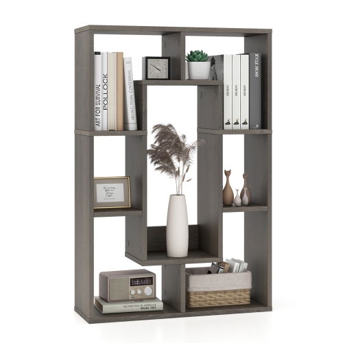 Costway 7-Cube Geometric Bookshelf with Anti-Toppling Device Modern Open Bookcase