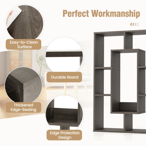 Costway 7-Cube Geometric Bookshelf with Anti-Toppling Device Modern Open Bookcase