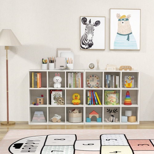 Meuble de rangement de jouets à 9 cubes en bois pour enfants avec bibliothèque de Costway