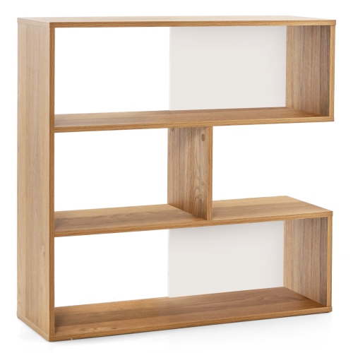 Costway 3-Shelf Concave/Convex Bookshelf Room Organizer with Anti-Toppling Device Freestanding