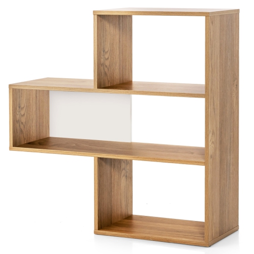 Costway 3-Shelf Concave/Convex Bookshelf Room Organizer with Anti-Toppling Device Freestanding