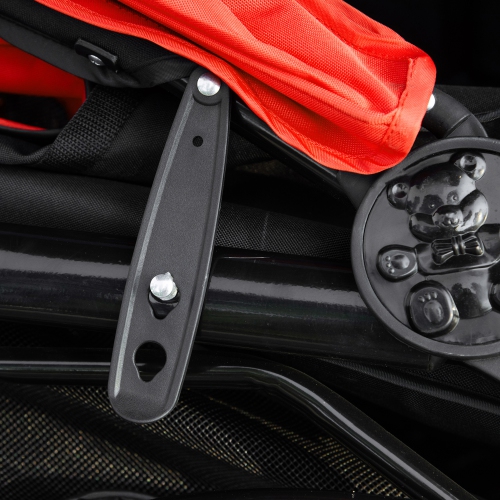 PawHut 3 Wheel Dog Stroller, Folding Pet Stroller with Adjustable Canopy, Storage Basket, Mesh Window, Cupholder, for Small Dogs & Cats, Red