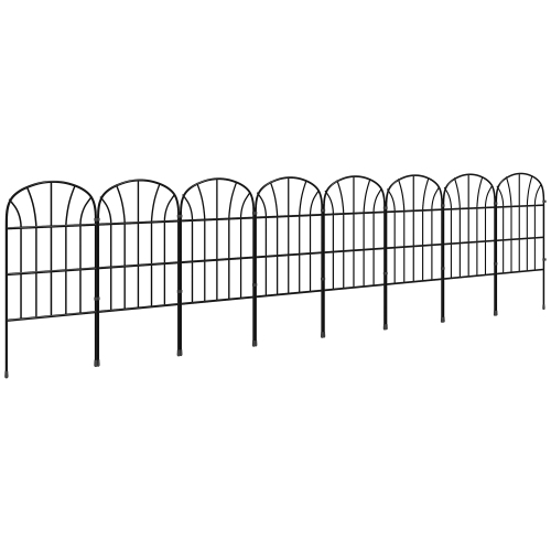 OUTSUNNY  8 Panels Decorative Garden Fence, 24In X 8.7Ft Rustproof Metal Wire, No Dig Fencing, Landscape Flower Bed Border Edging Animal Barrier