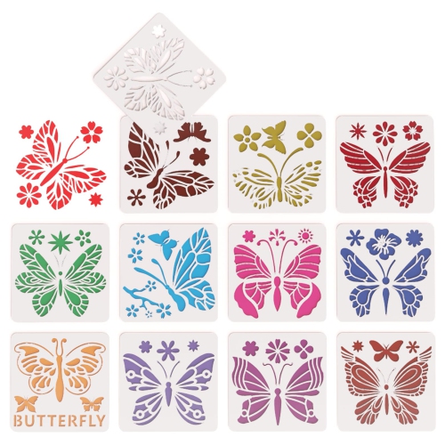 FlutterArt 12-Piece Butterfly Stencils - Reusable Painting Templates ...