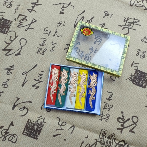 Chinese Style Dragon Ink Sticks Set 5 Colors Sumi Ink Blocks for