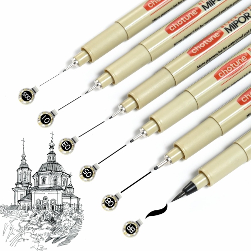 Artline MicroPen Set 6 Sizes Precision Fine Point Drawing Pens with Waterproof Archival Ink