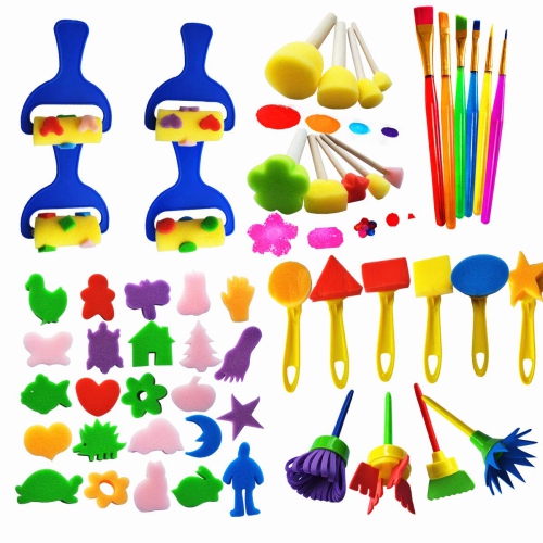 Colorful Creations 53 Piece Kids Paint Sponge Brush Set for DIY