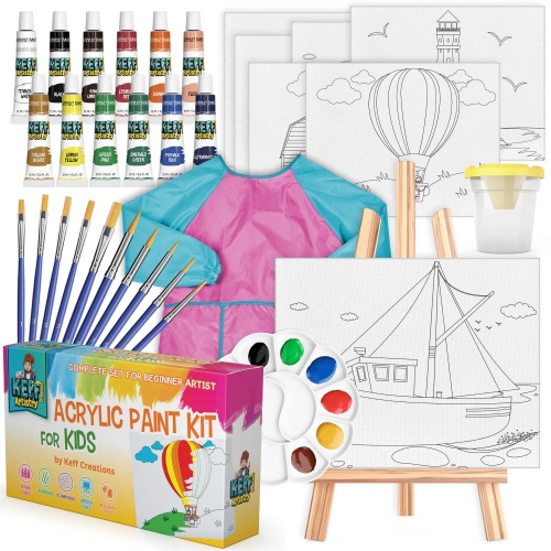 Creative Kids Art Set 32 Piece Acrylic Painting Kit with Non