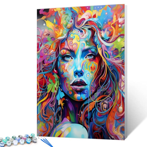 Colorful Woman Graffiti Paint by Numbers Kit DIY 16x20 Canvas