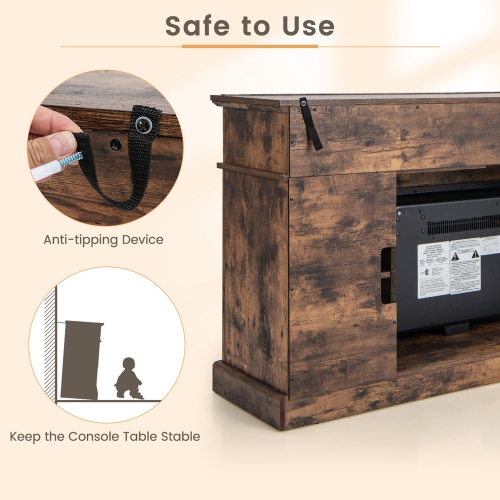 Costway 58" Fireplace TV Stand W/ 1400W Electric Fireplace for TVs up to 65 Inches