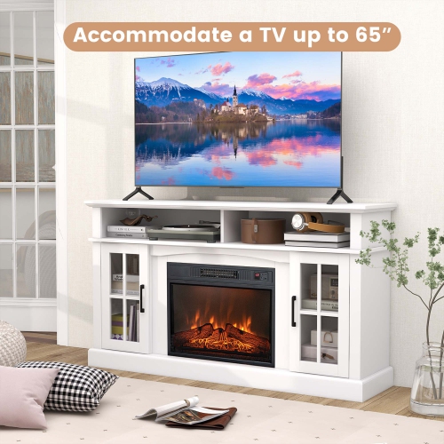 Costway 58" Fireplace TV Stand W/ 1400W Electric Fireplace for TVs up to 65 Inches