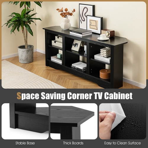 Costway 58" TV Stand with 6 Open Storage Shelves Shelf for 18 inch Fireplace(not included)