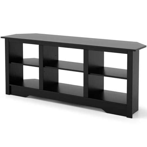 Costway 58" TV Stand with 6 Open Storage Shelves Shelf for 18 inch Fireplace(not included)