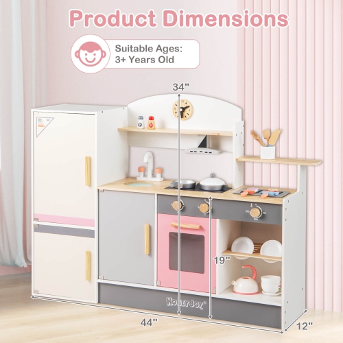 Ensemble de cuisine jouet en bois pour enfants chef de Costway avec hotte de cuisinière pour tout-petits