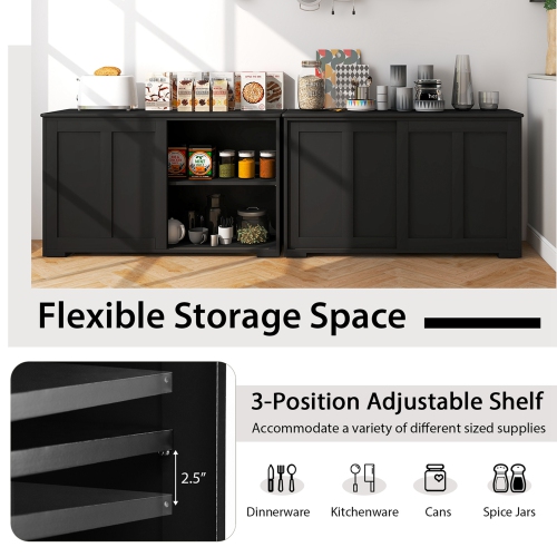 Costway Stackable Buffet Sideboard Set of 2 with Sliding Doors & Adjustable Shelf