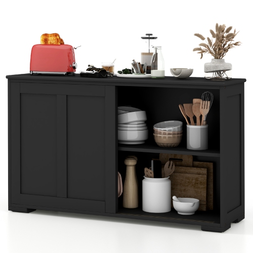 Costway Stackable Buffet Sideboard Set of 2 with Sliding Doors & Adjustable Shelf