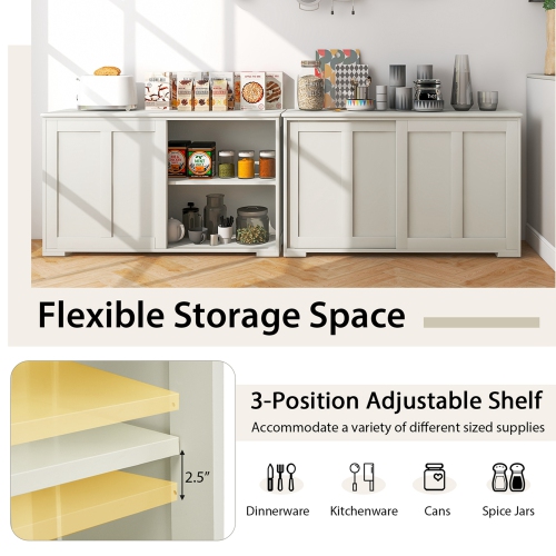 Costway Stackable Buffet Sideboard Set of 2 with Sliding Doors & Adjustable Shelf