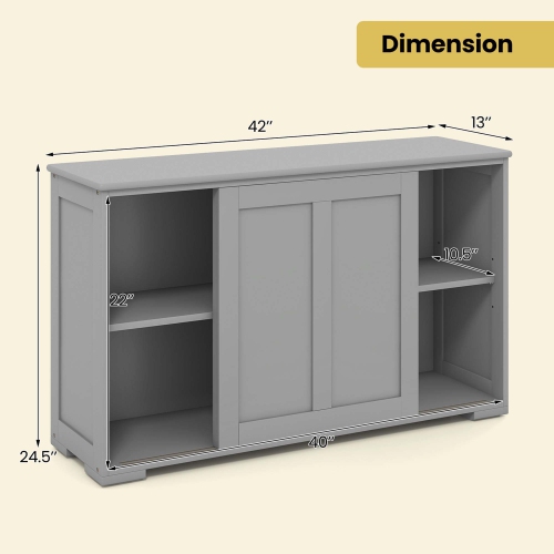 Costway Kitchen Storage Cabinet Sideboard Buffet Cupboard Wood Sliding Door Pantry