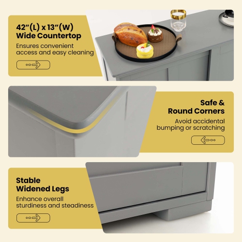 Costway Kitchen Storage Cabinet Sideboard Buffet Cupboard Wood Sliding Door Pantry