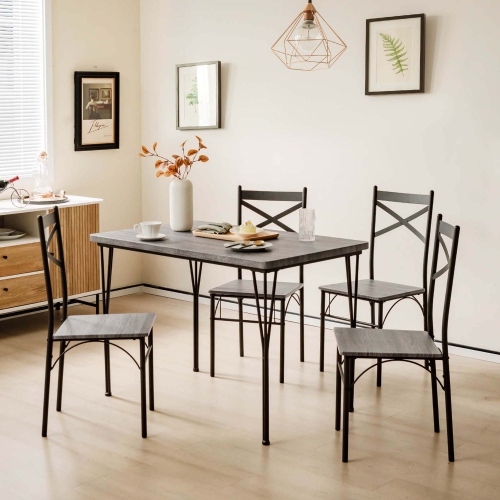 Costway 5-Piece Dining Table Set Modern Rectangular Dining Table & 4 Dining Chairs Set