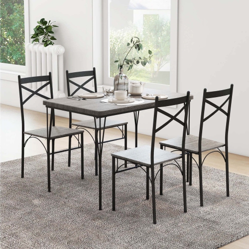 Costway 5-Piece Dining Table Set Modern Rectangular Dining Table & 4 Dining Chairs Set