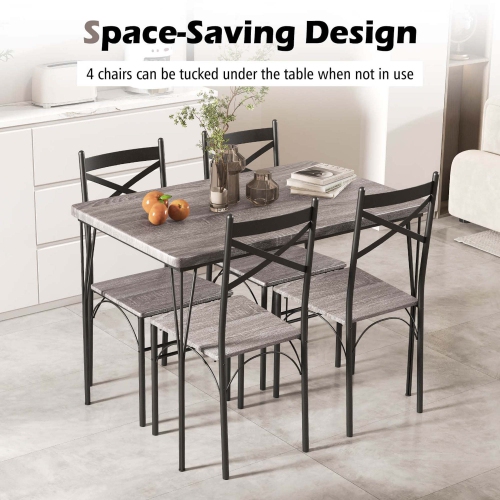 Costway 5-Piece Dining Table Set Modern Rectangular Dining Table & 4 Dining Chairs Set