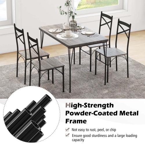 Costway 5-Piece Dining Table Set Modern Rectangular Dining Table & 4 Dining Chairs Set