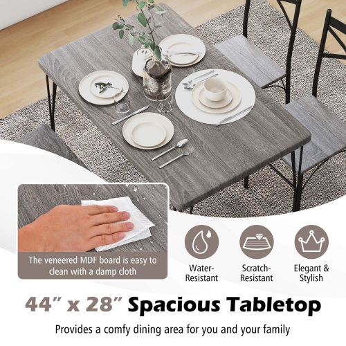 Costway 5-Piece Dining Table Set Modern Rectangular Dining Table & 4 Dining Chairs Set