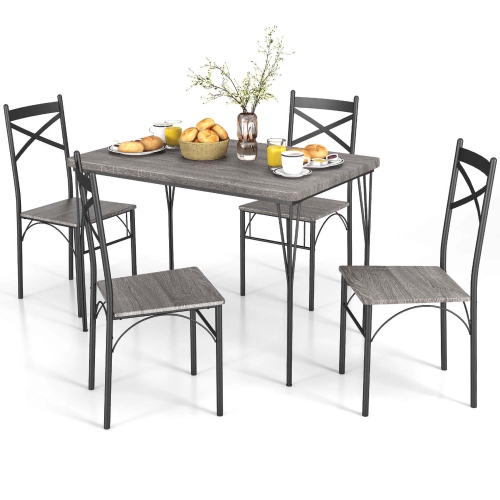 Costway 5-Piece Dining Table Set Modern Rectangular Dining Table & 4 Dining Chairs Set