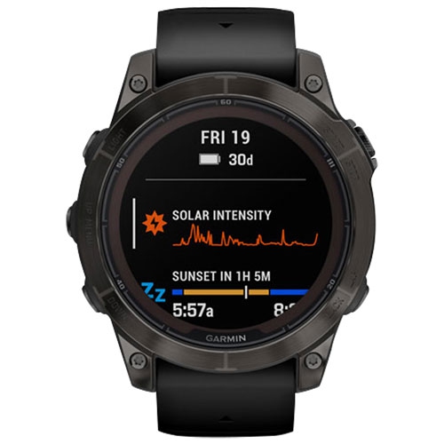 GARMIN  - Fenix 7 Pro Sapphire Solar 47MM Gps Watch With Heart Rate Monitor - Carbon Grey/black