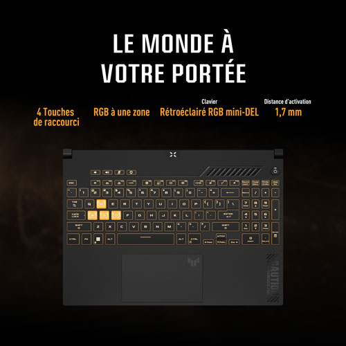 Portable de jeu 144 Hz de 15,6 po TUF Gaming F15 d'ASUS