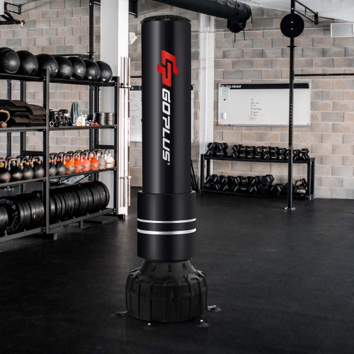 Goplus 71" Freestanding Punching Bag with 25 Suction Cups Gloves 182 lbs Sand Filling