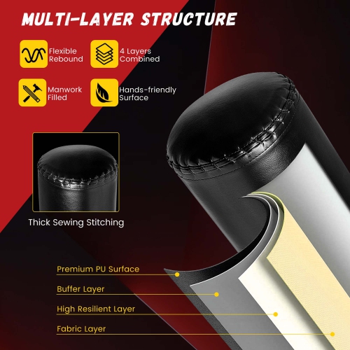 Goplus 71" Freestanding Punching Bag with 25 Suction Cups Gloves 182 lbs Sand Filling