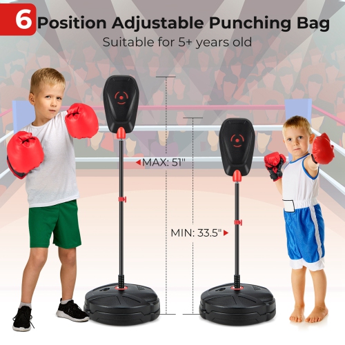 Costway Kids Punching Bag with Stand Height Adjustable Boxing Equipment with Gloves