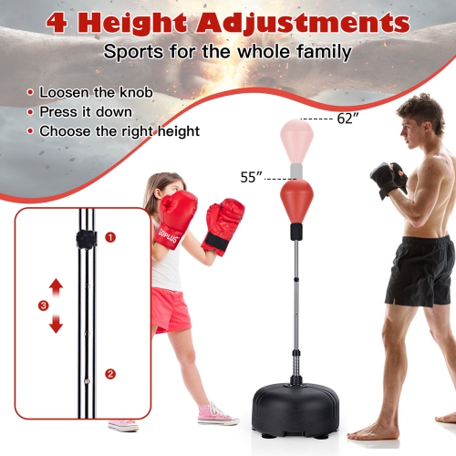 Costway Freestanding Punching Bag with Stand Boxing Gloves for Adult Kids Adjustable