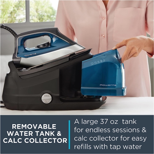 Rowenta Perfect Steam Pro DG8624U1, Stainless Steel Soleplate Professional Steam Station for Clothes 37 Ounce Removable Tank Fast Heat Up, 1800 Watts