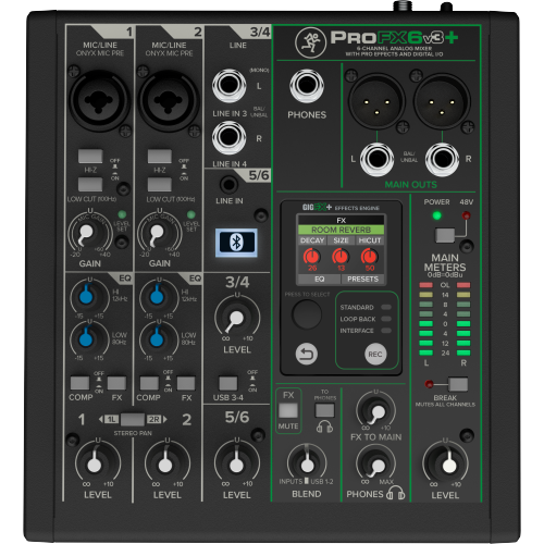 Mackie ProFX6v3+ 6-Channel Professional Effects Mixer with Bluetooth