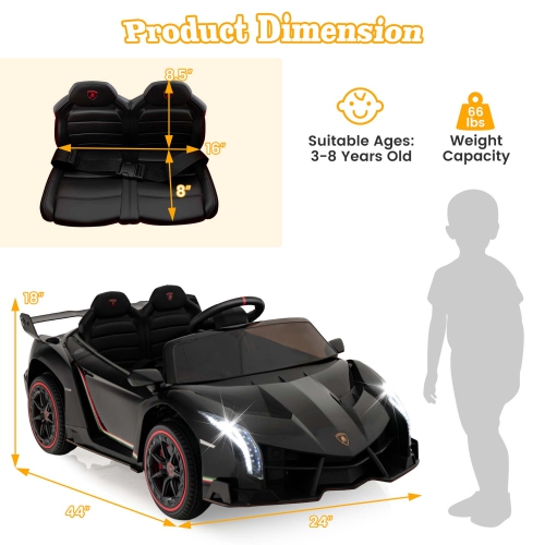 Costway Licensed Lamborghini 4WD Kids Ride-on Sports Car 12V Battery Powered 2.4G Remote