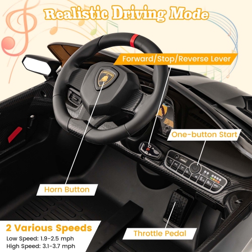 Costway Licensed Lamborghini 4WD Kids Ride-on Sports Car 12V Battery Powered 2.4G Remote