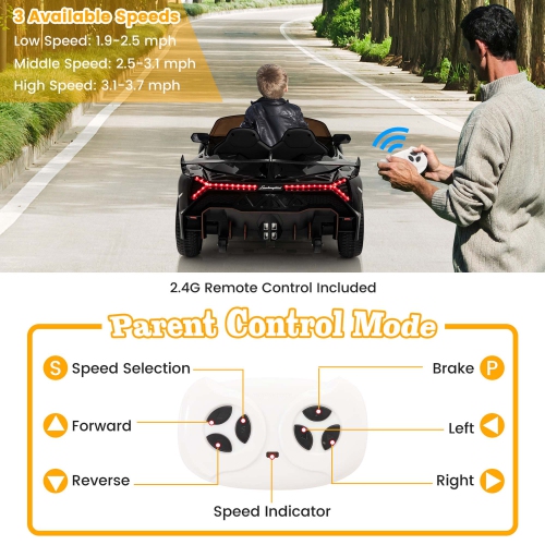 Costway Licensed Lamborghini 4WD Kids Ride-on Sports Car 12V Battery Powered 2.4G Remote