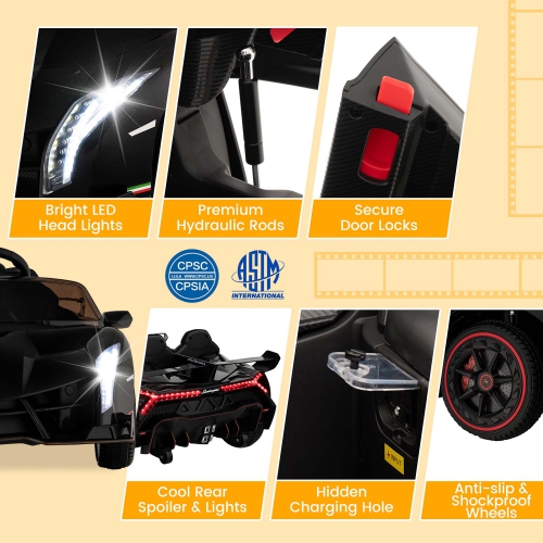 Costway Licensed Lamborghini 4WD Kids Ride-on Sports Car 12V Battery Powered 2.4G Remote