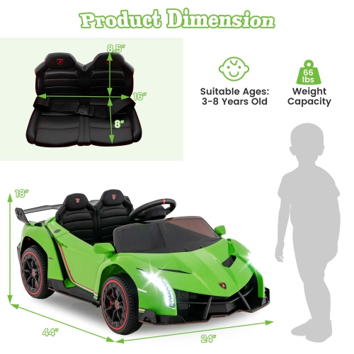 Costway Licensed Lamborghini 4WD Kids Ride-on Sports Car 12V Battery Powered 2.4G Remote