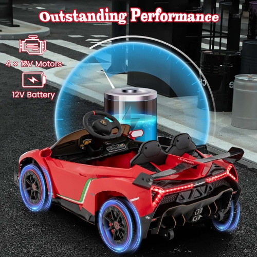 Costway Licensed Lamborghini 4WD Kids Ride-on Sports Car 12V Battery Powered 2.4G Remote