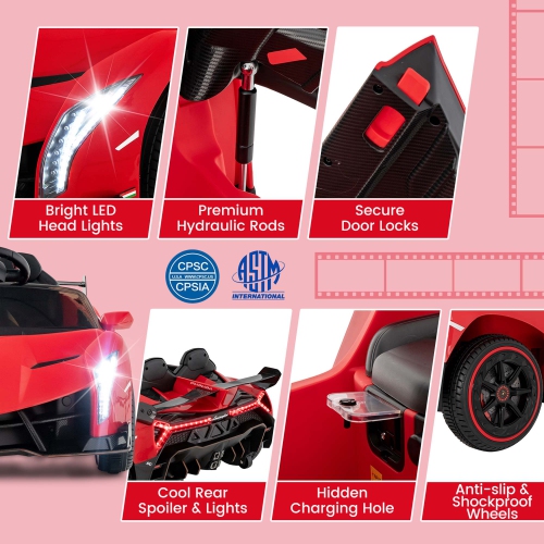 Costway Licensed Lamborghini 4WD Kids Ride-on Sports Car 12V Battery Powered 2.4G Remote